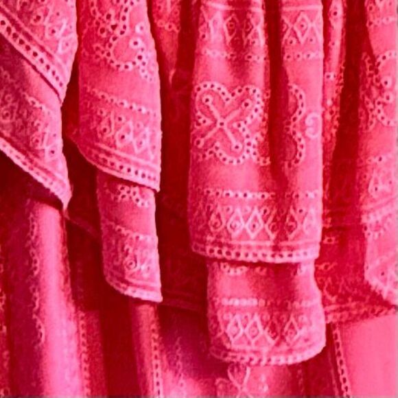 NWT Trina Turk Phebe embroidered one shoulder pink ruffle dress size M - Picture 8 of 12
